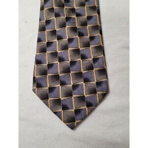 Egon Von Furstenberg 100% Silk Necktie Gold/Black/Gray Vintage Made in Italy